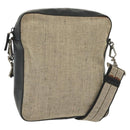 PRADA Shoulder Bag Canvas Leather Beige Black Silver Auth bs29206-1