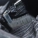 PRADA Shoulder Bag Canvas Leather Beige Black Silver Auth bs29206-10