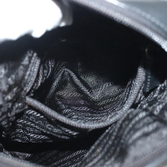 PRADA Shoulder Bag Canvas Leather Beige Black Silver Auth bs29206