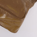 CHANEL Tote Bag Enamel Brown Gold CC Auth bs29208-10