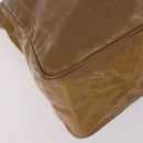 CHANEL Tote Bag Enamel Brown Gold CC Auth bs29208-11