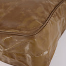 CHANEL Tote Bag Enamel Brown Gold CC Auth bs29208-12