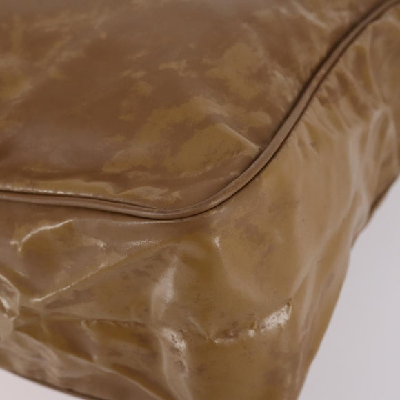 CHANEL Tote Bag Enamel Brown Gold CC Auth bs29208