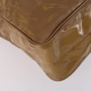 CHANEL Tote Bag Enamel Brown Gold CC Auth bs29208-13