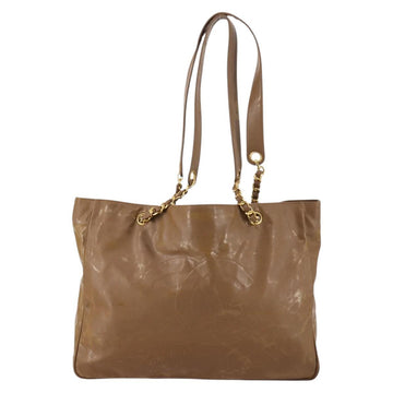 CHANEL Tote Bag Enamel Brown Gold CC Auth bs29208 - 0