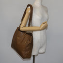 CHANEL Tote Bag Enamel Brown Gold CC Auth bs29208-21