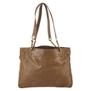 CHANEL Tote Bag Enamel Brown Gold CC Auth bs29208-3