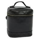 CHANEL Vanity Pouch Leather Black Gold CC Auth bs29211-1