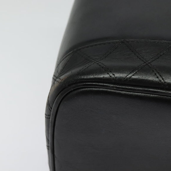 CHANEL Vanity Pouch Leather Black Gold CC Auth bs29211