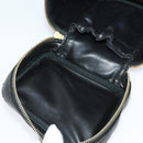 CHANEL Vanity Pouch Leather Black Gold CC Auth bs29211-15