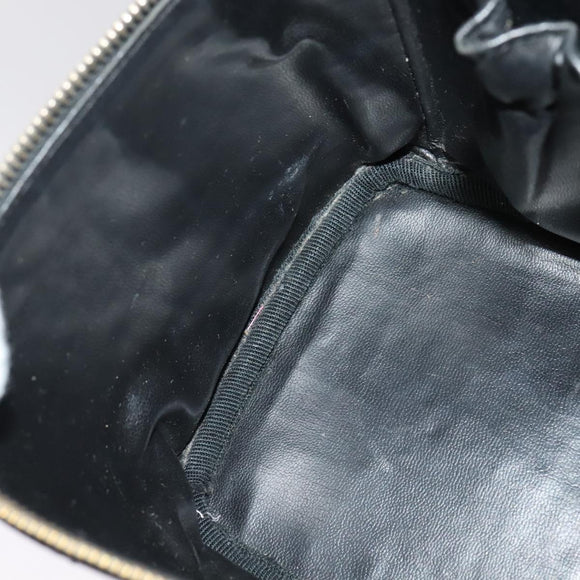 CHANEL Vanity Pouch Leather Black Gold CC Auth bs29211