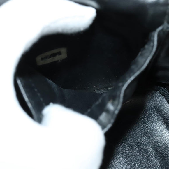 CHANEL Vanity Pouch Leather Black Gold CC Auth bs29211