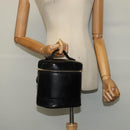 CHANEL Vanity Pouch Leather Black Gold CC Auth bs29211-22