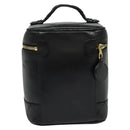 CHANEL Vanity Pouch Leather Black Gold CC Auth bs29211-3