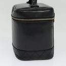 CHANEL Vanity Pouch Leather Black Gold CC Auth bs29211-4