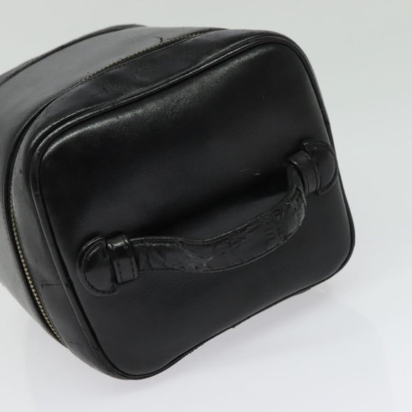 CHANEL Vanity Pouch Leather Black Gold CC Auth bs29211
