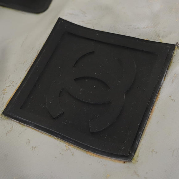 CHANEL Tote Bag Coated Canvas Gray Silver CC Auth bs29217