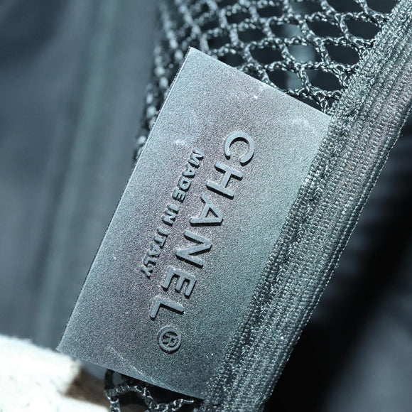 CHANEL Tote Bag Coated Canvas Gray Silver CC Auth bs29217