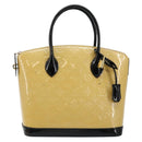 LOUIS VUITTON Monogram Vernis Lockit PM Tote Bag Beige Black M90251 Auth bs29224-13