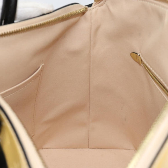 LOUIS VUITTON Monogram Vernis Lockit PM Tote Bag Beige Black M90251 Auth bs29224
