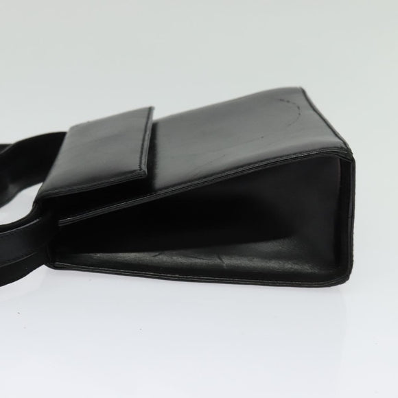 Salvatore Ferragamo Gancini Shoulder Bag Leather Black Gold Auth bs29246