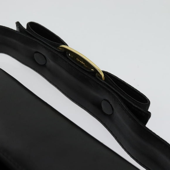 Salvatore Ferragamo Gancini Shoulder Bag Leather Black Gold Auth bs29246