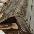 Salvatore Ferragamo Tote Bag Vinyl Leather Brown Beige Silver Auth bs29248-10