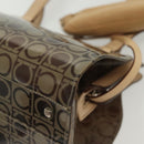 Salvatore Ferragamo Tote Bag Vinyl Leather Brown Beige Silver Auth bs29248-11