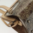 Salvatore Ferragamo Tote Bag Vinyl Leather Brown Beige Silver Auth bs29248-12