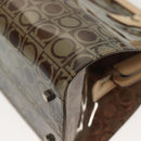 Salvatore Ferragamo Tote Bag Vinyl Leather Brown Beige Silver Auth bs29248-13