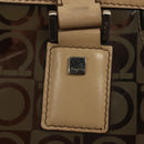 Salvatore Ferragamo Tote Bag Vinyl Leather Brown Beige Silver Auth bs29248-14