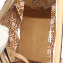 Salvatore Ferragamo Tote Bag Vinyl Leather Brown Beige Silver Auth bs29248-17