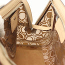 Salvatore Ferragamo Tote Bag Vinyl Leather Brown Beige Silver Auth bs29248-19