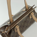 Salvatore Ferragamo Tote Bag Vinyl Leather Brown Beige Silver Auth bs29248-6