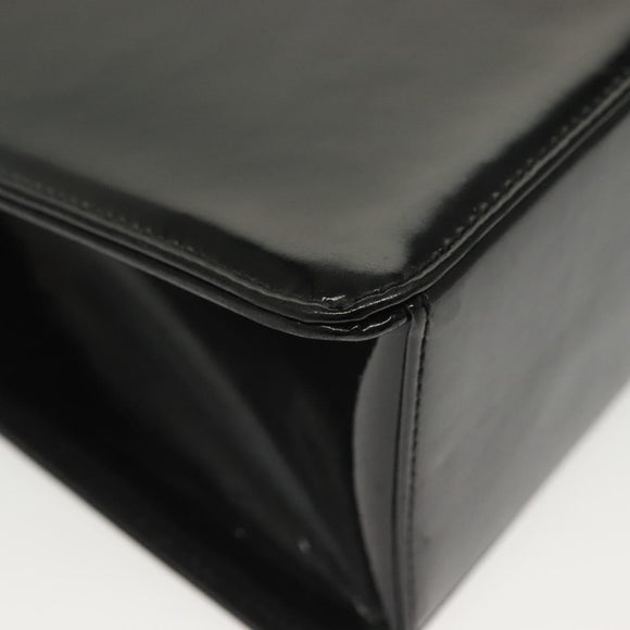 CHANEL Chain Hand Bag Enamel Black Silver CC Auth bs29249