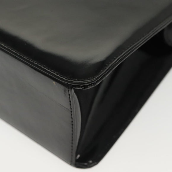 CHANEL Chain Hand Bag Enamel Black Silver CC Auth bs29249