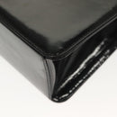 CHANEL Chain Hand Bag Enamel Black Silver CC Auth bs29249-13