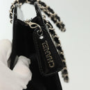 CHANEL Chain Hand Bag Enamel Black Silver CC Auth bs29249-14