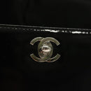 CHANEL Chain Hand Bag Enamel Black Silver CC Auth bs29249-15