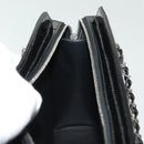 CHANEL Chain Hand Bag Enamel Black Silver CC Auth bs29249-18