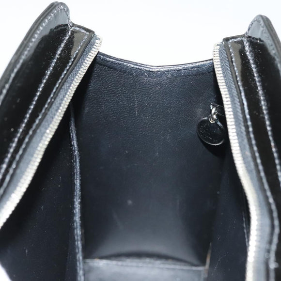 CHANEL Chain Hand Bag Enamel Black Silver CC Auth bs29249