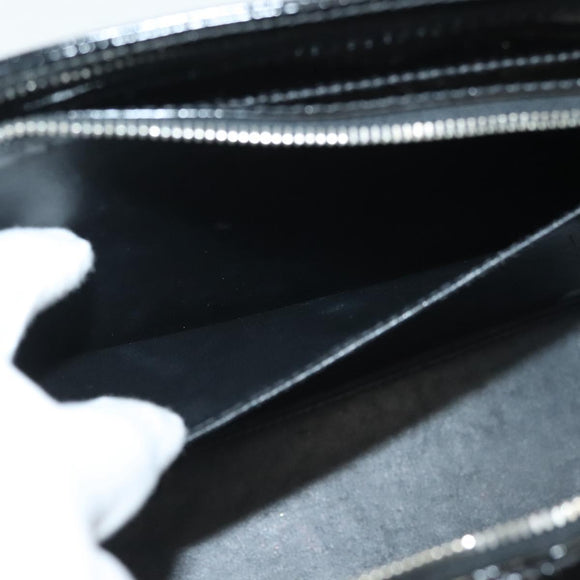 CHANEL Chain Hand Bag Enamel Black Silver CC Auth bs29249