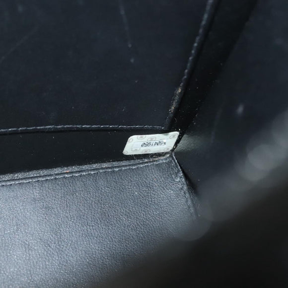 CHANEL Chain Hand Bag Enamel Black Silver CC Auth bs29249