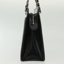 CHANEL Chain Hand Bag Enamel Black Silver CC Auth bs29249-4