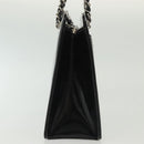 CHANEL Chain Hand Bag Enamel Black Silver CC Auth bs29249-5