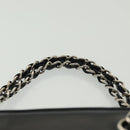 CHANEL Chain Hand Bag Enamel Black Silver CC Auth bs29249-8