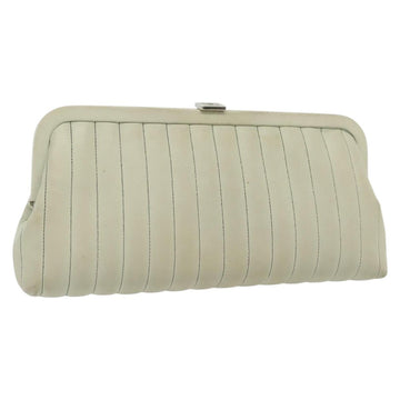 CHANEL Mademoiselle Clutch Bag Lamb Skin Light Blue Silver CC Auth bs29250