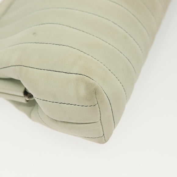 CHANEL Mademoiselle Clutch Bag Lamb Skin Light Blue Silver CC Auth bs29250