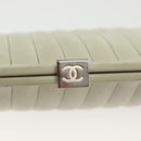 CHANEL Mademoiselle Clutch Bag Lamb Skin Light Blue Silver CC Auth bs29250-13
