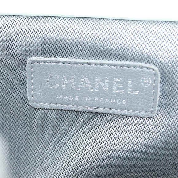 CHANEL Mademoiselle Clutch Bag Lamb Skin Light Blue Silver CC Auth bs29250